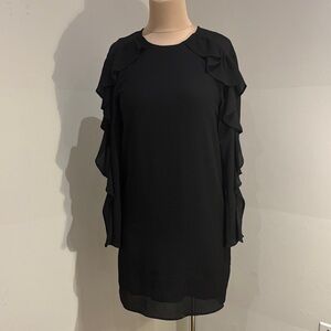 H&M Elegant Black Mini Dress with Ruffle Detail